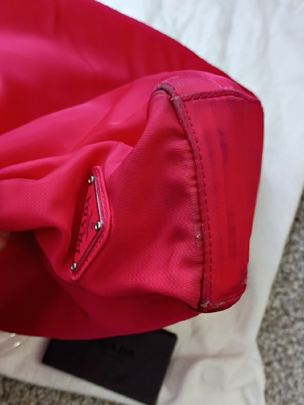 Authentic Vintage Red Prada Tessuto City Tote With Dust Bag and Auth Card. - Picture 7 of 15